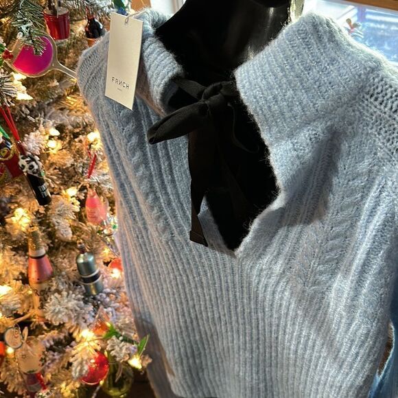 FRNCH Paris Sweater Frnch Paris Bow Back Cable Knit Sweater Size M L NWT - Picture 14 of 16